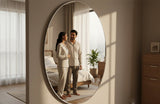 Crystal View Oval Decorative Wall Mirror with Modern Finish